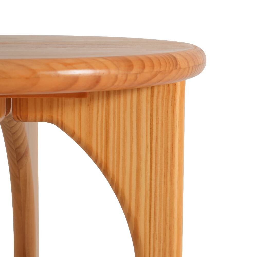 Alt View 4. Loheer - Loheer Natural Pine End Table Round Side Table Geometric Cross-Leg Modern Accent Table for Living Room - Natural.