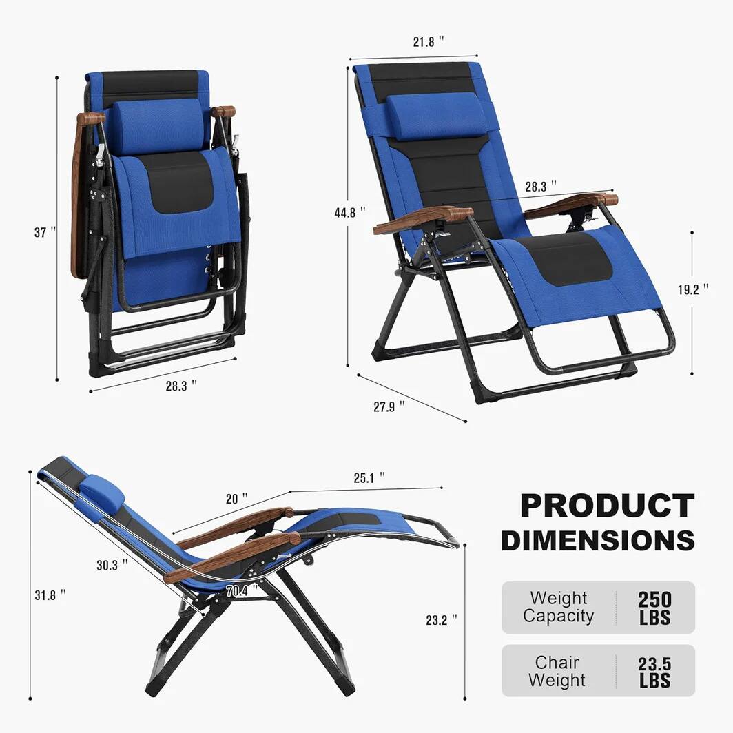 1. 21.8"  
2. 28.3"  
3. 37"  
4. 44.8"  
5. 19.2"  
6. 28.3"  
7. 27.9"  
8. 30.3"  
9. 20"  
10. 25.1"  

PRODUCT DIMENSIONS  
31.8" x 70.4" x 23.2"  

Weight Capacity: 250 LBS  
Chair Weight: 23.5 LBS