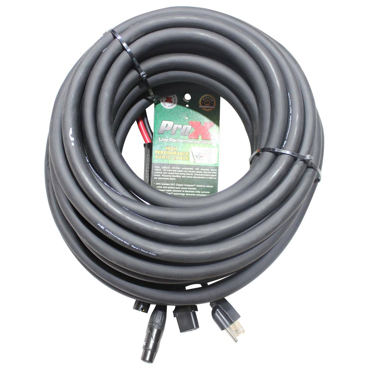 ProX XC XLREC50 50' IEC Female to NEMA 15P (14AWG) & XLR M to XLRF ...