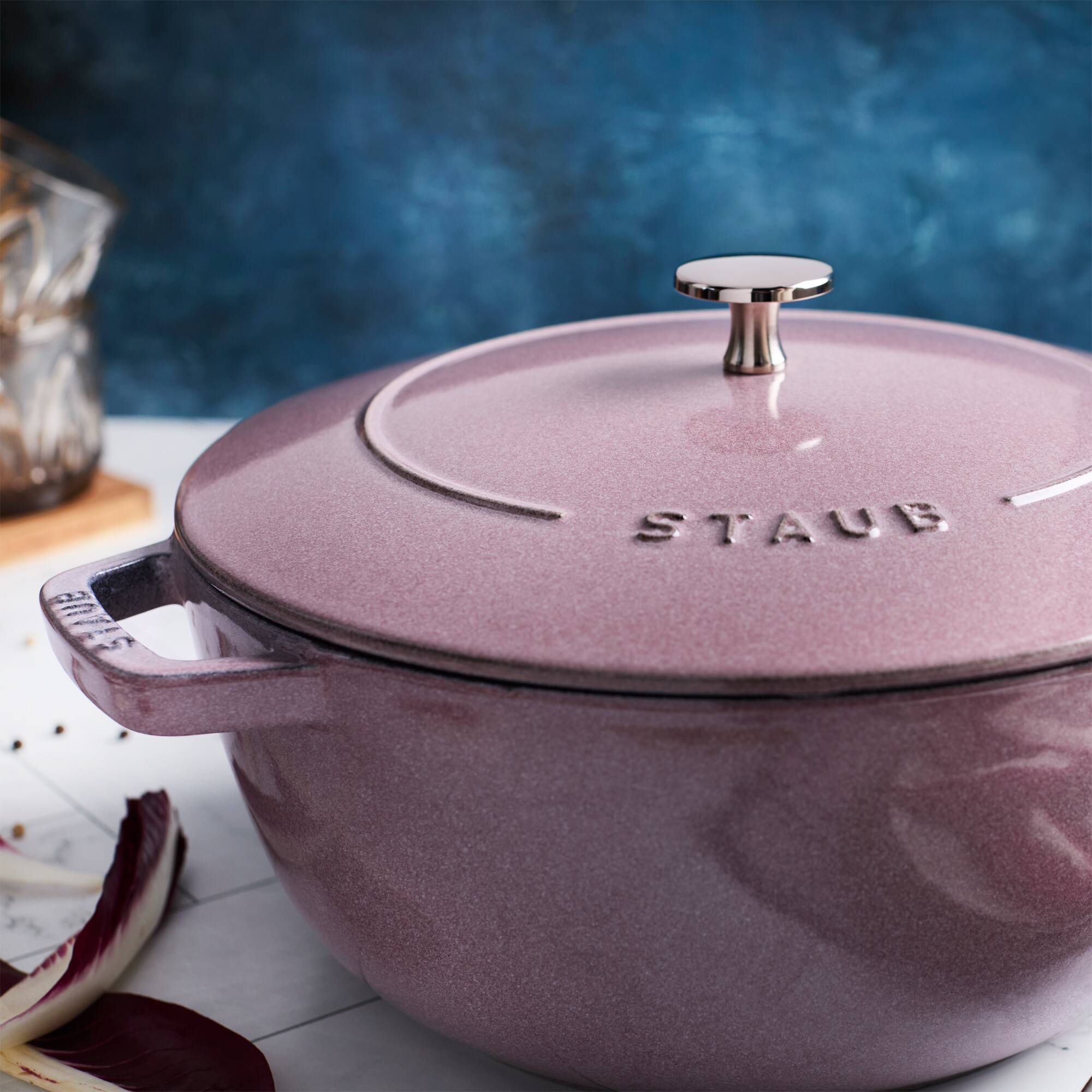 Alt View 4. Staub - Staub Cast Iron Essential French Oven, Dutch Oven, 5-quart, serves 5-6, Made in France - Lilac - Lilac.