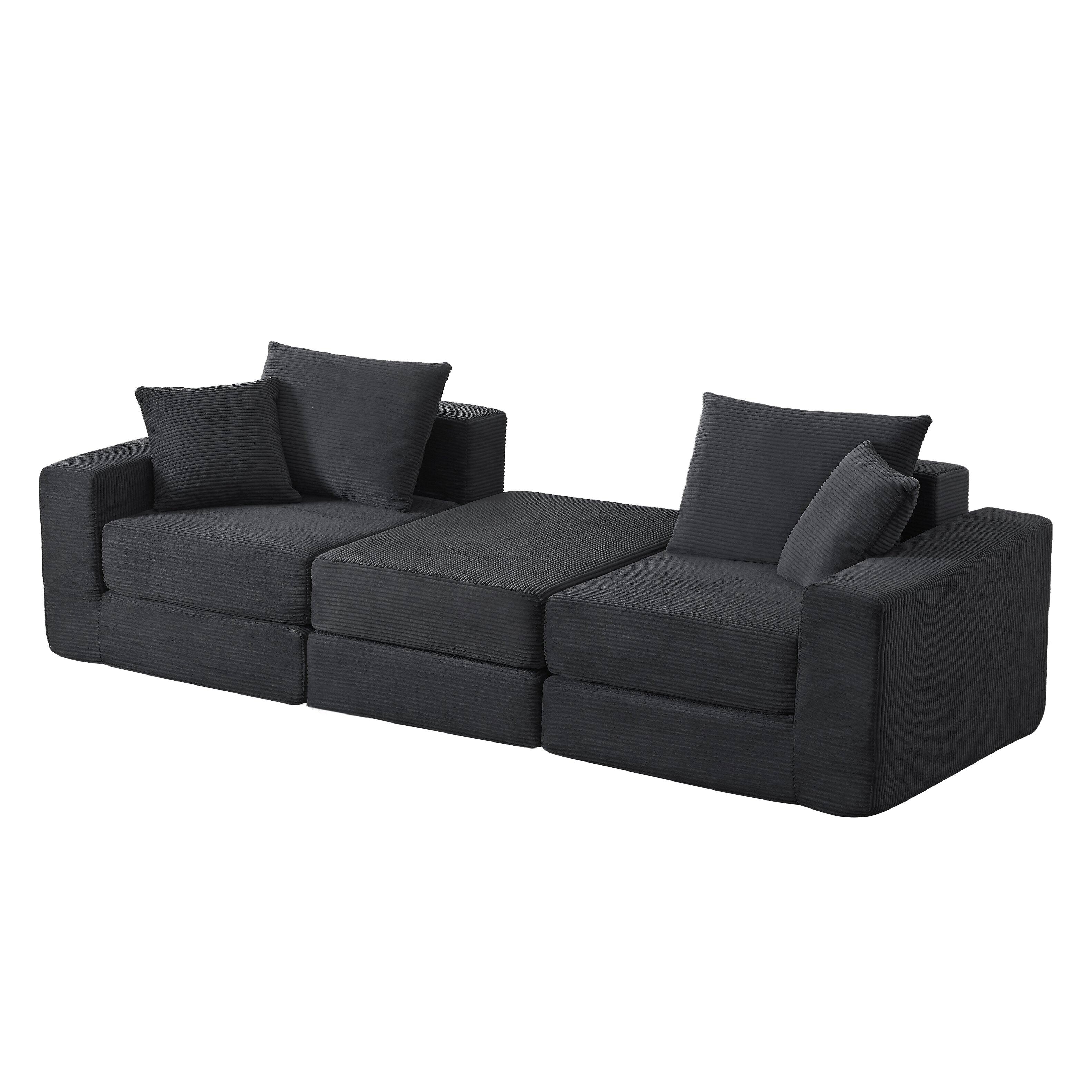 Alt View 6. Loheer - Loheer Modular Sectional Sofa Cloud Couch Deep Seat Sleeper L-Shape Chaise No Assembly Boneless Loveseat - Dark Gray.