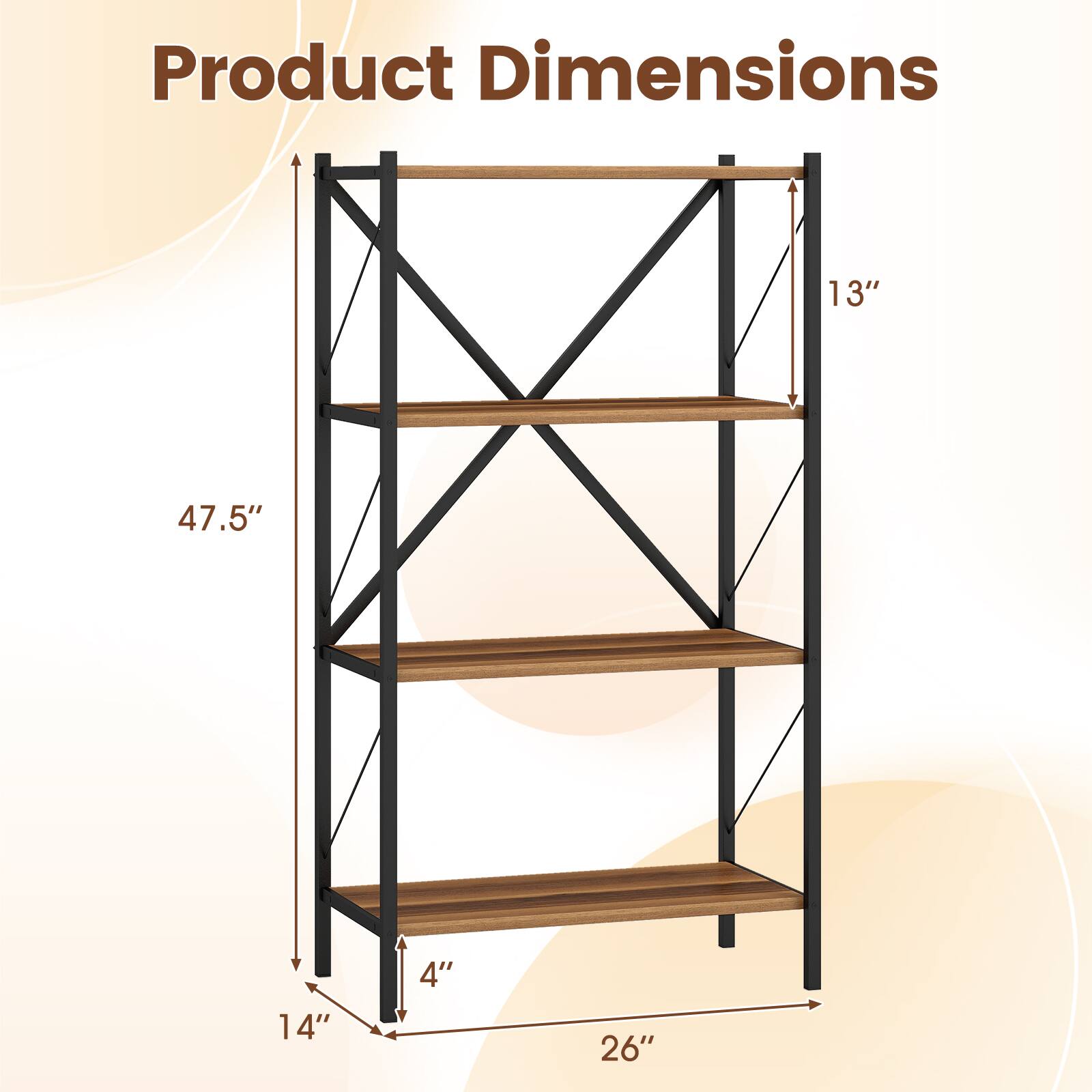 Product Dimensions: 13" x 47.5" x 14" x 4" x 26"