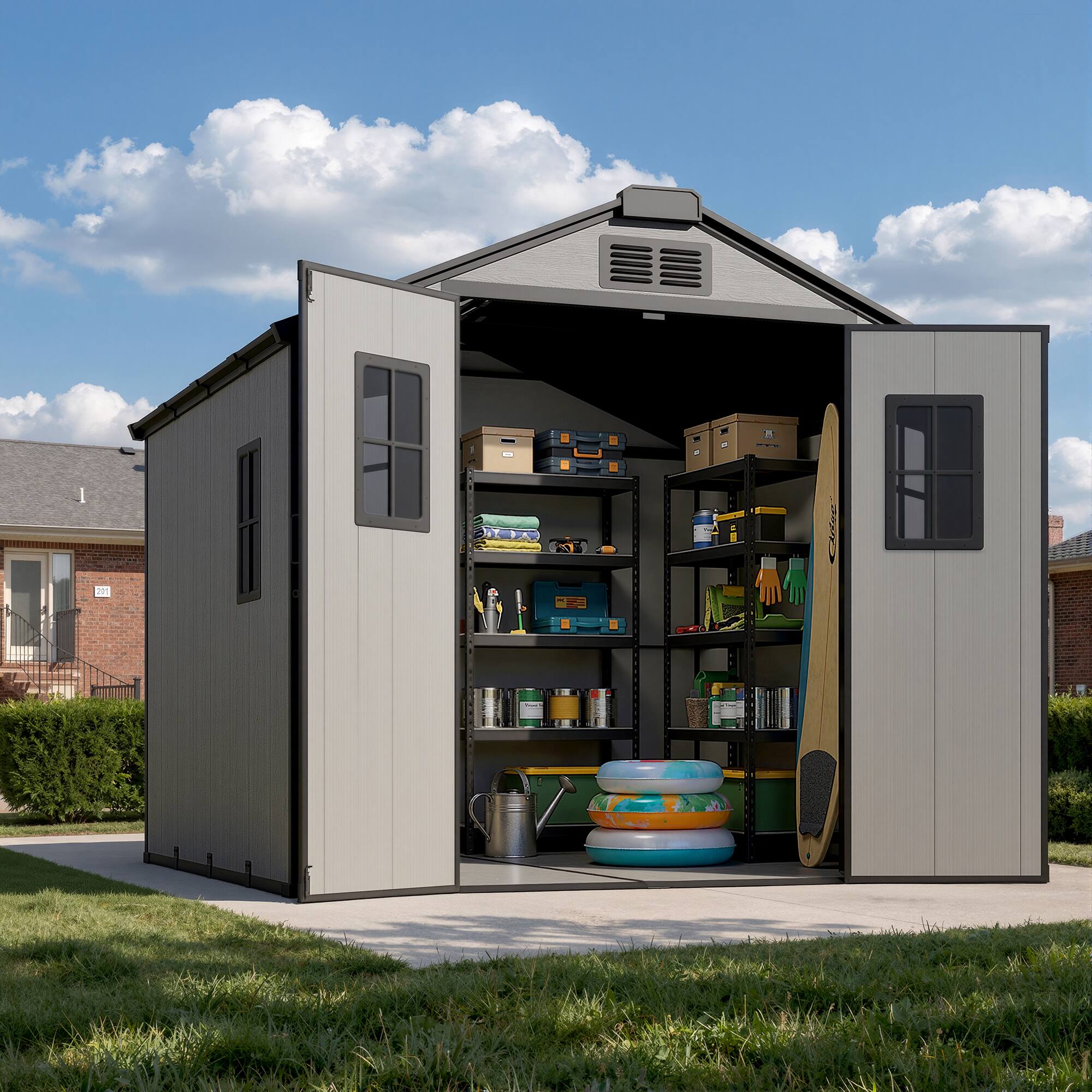 Alt View 8. Ovios - Outdoor Storage Shed All Weather Tool Storage Shed for Garden Backyard - 8 x 8 FT.