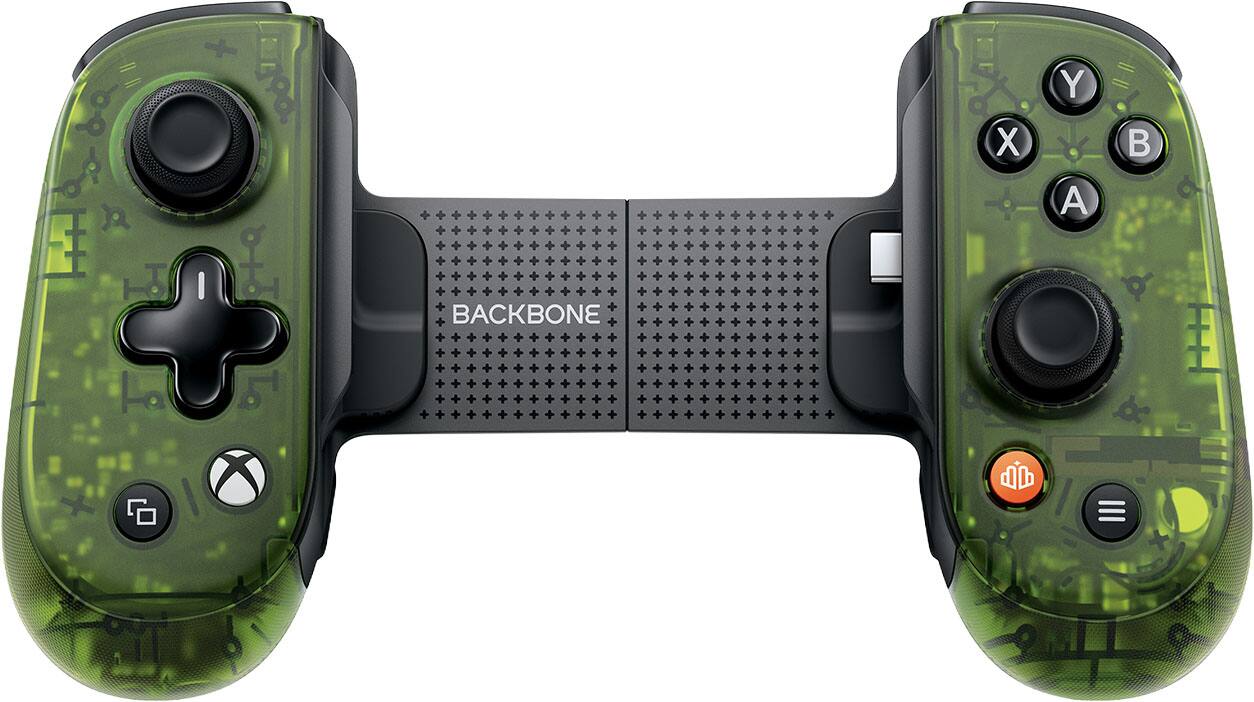 Sure, here is the corrected and grouped text from the image:

- BACKBONE
- X
- Y
- A
- B
- Xbox logo
- Menu button (three horizontal lines)