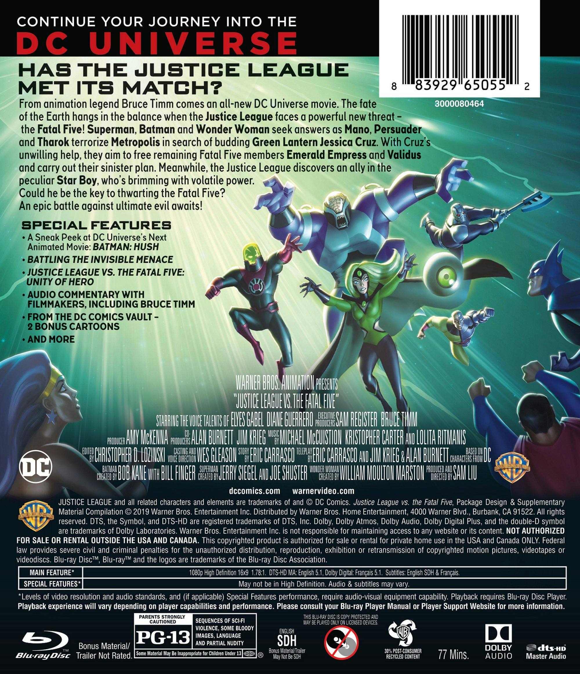 Back. Justice League vs. The Fatal Five (Blu-ray + DVD) [Blu-ray].