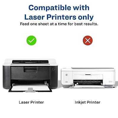 Compatible with Laser Printers only  
Feed one sheet at a time for best results.  

Laser Printer ✔️  
Inkjet Printer ❌