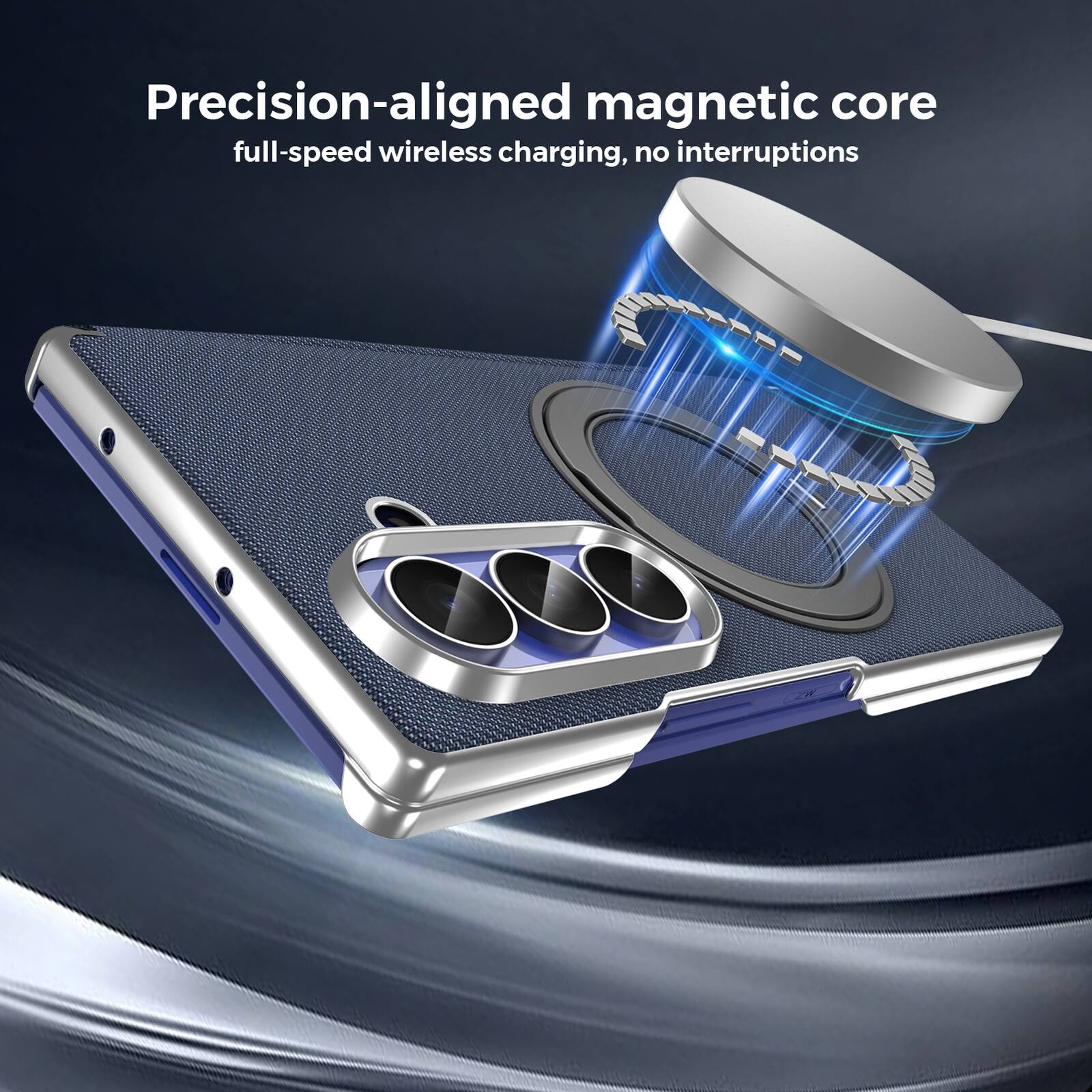 Precision-aligned magnetic core full-speed wireless charging, no interruptions