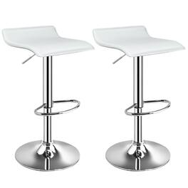 Kadyn - Bar Stools Set of 2, Adjustable PU Leather Backless Adjustable Bar Stools, Swivel Bar Stool, Barstools Set of 2 - White