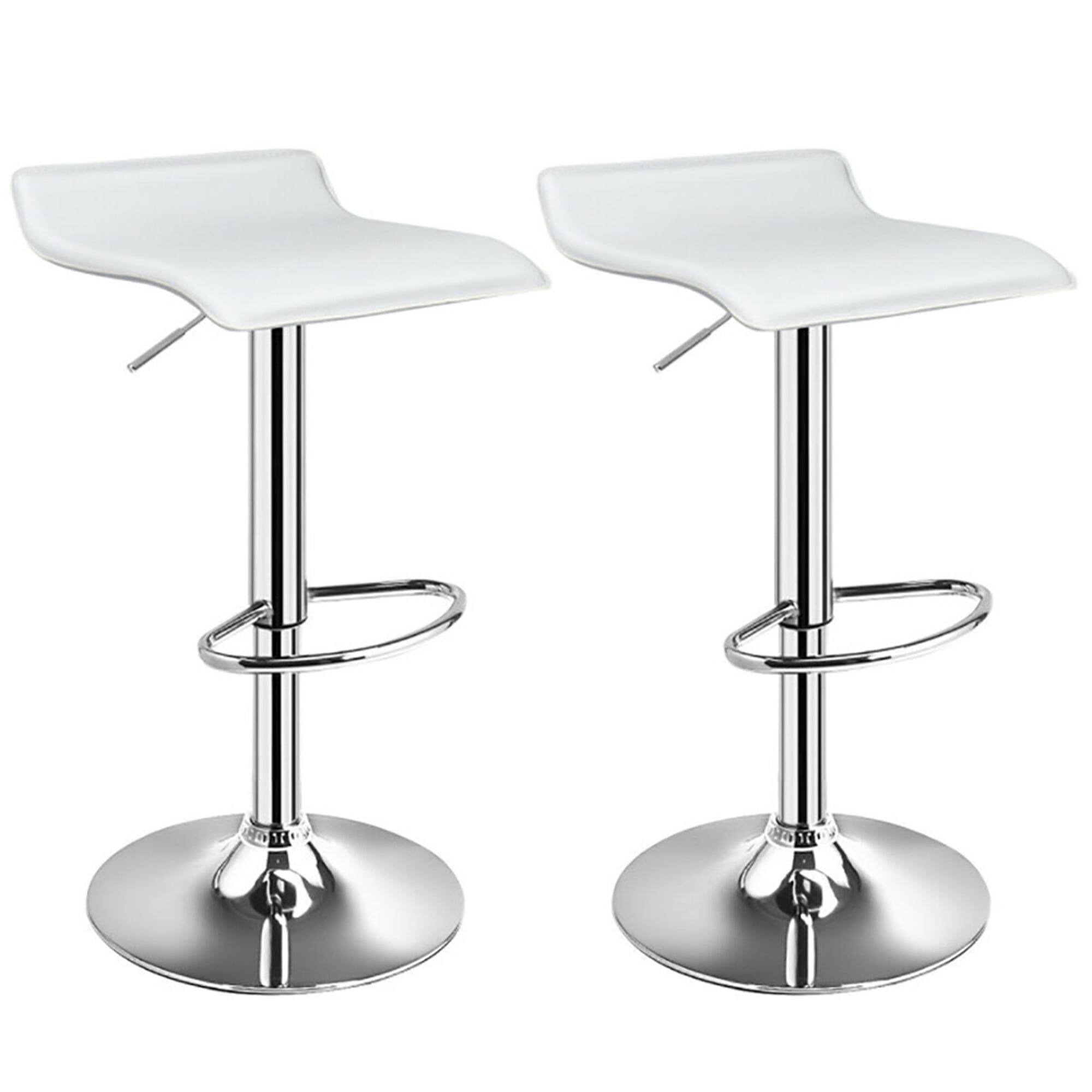 Front. Kadyn - Bar Stools Set of 2, Adjustable PU Leather Backless Adjustable Bar Stools, Swivel Bar Stool, Barstools Set of 2 (White) - White.