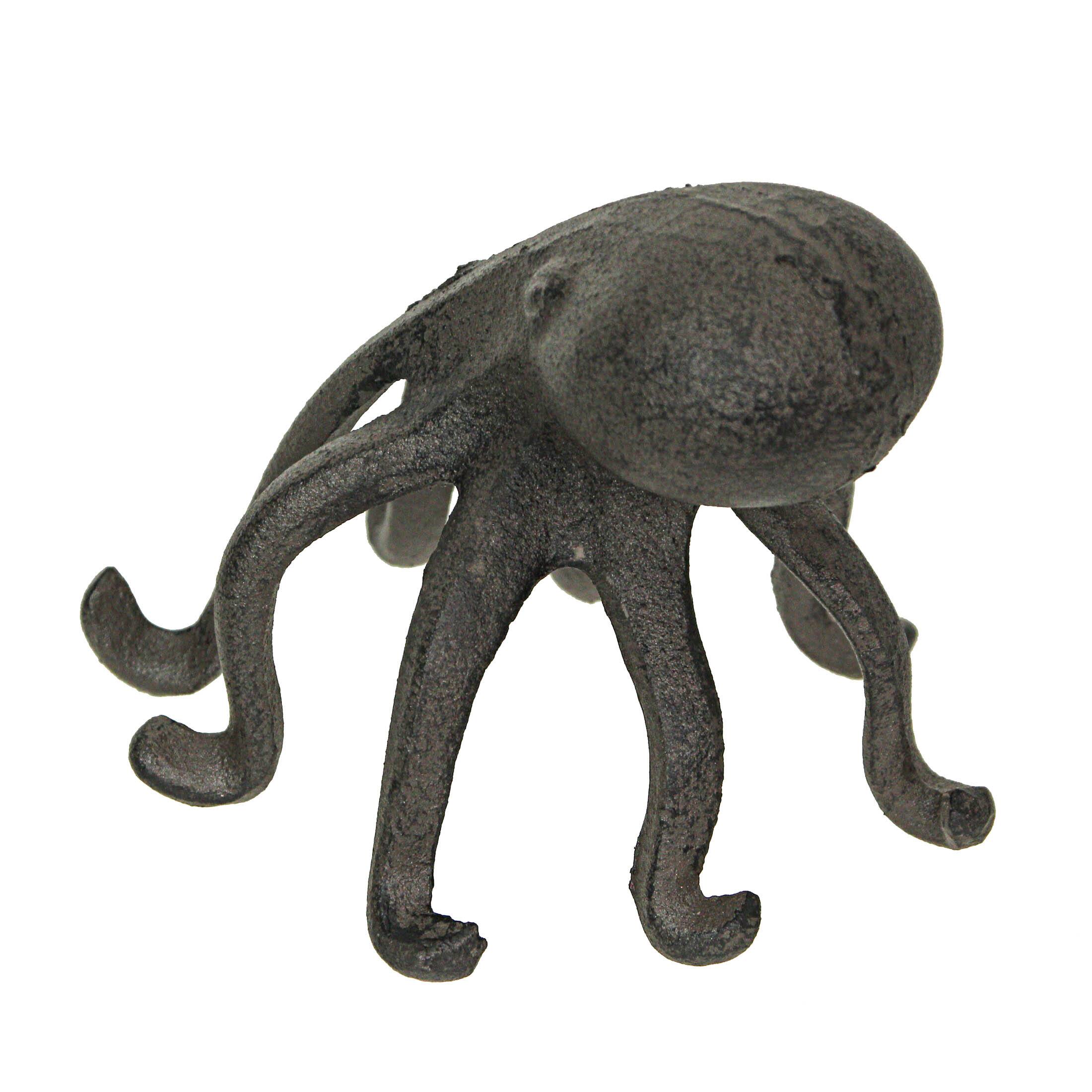Alt View 2. J.D. Yeatts - Rustic Brown Cast Iron 6" Octopus Single Bookend & Phone Holder Nautical Décor - Brown.