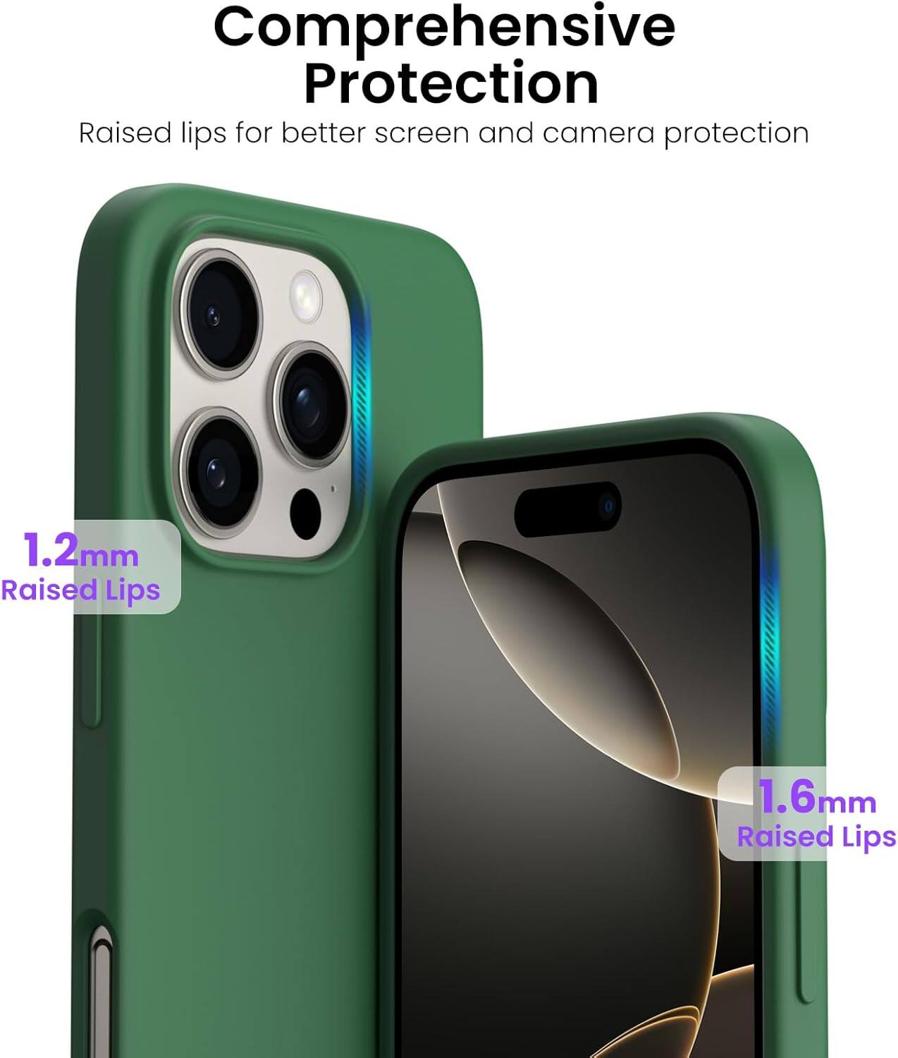 Comprehensive Protection
Raised lips for better screen and camera protection
1.2mm Raised Lips
1.6mm Raised Lips
