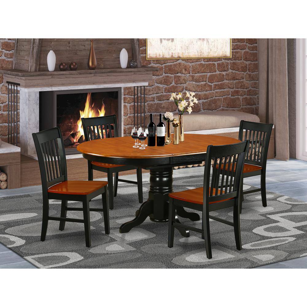 Left. East West Furniture - Dining Room Set Black & Cherry - Brown.