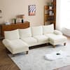 Front. Winado - 110" Sectional Couches Chenille Upholstery U-Shape 4 Seat Sofa Set with Double Chaises & Wood Grain Legs for Living Room - White.