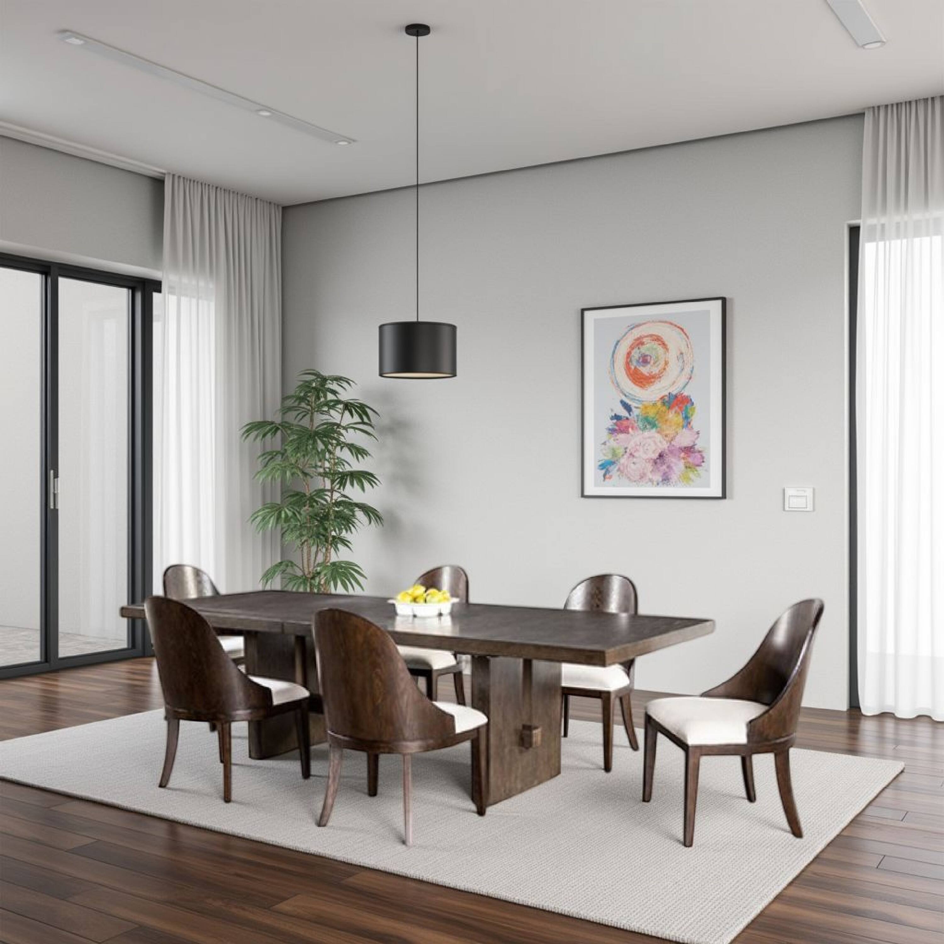 Alt View 5. Manhattan Lane - Mordy 9pc Dining Table Set, 72-90 Inch Expandable Leaf, 8 Chairs - Dark Walnut Brown, Off-White.