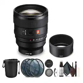 Bundle - Sony - FE 85mm f/1.4 GM II Lens + Lens Filter Kit + Cleaning Kit + Lens Pouch + More - Black