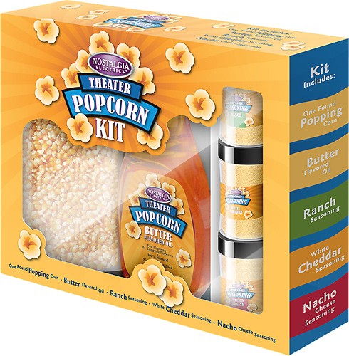 Nostalgia KPK400 Hot Air & Kettle Popcorn Kit, 3 Seasonings, Oil, Popcorn  Kernels 