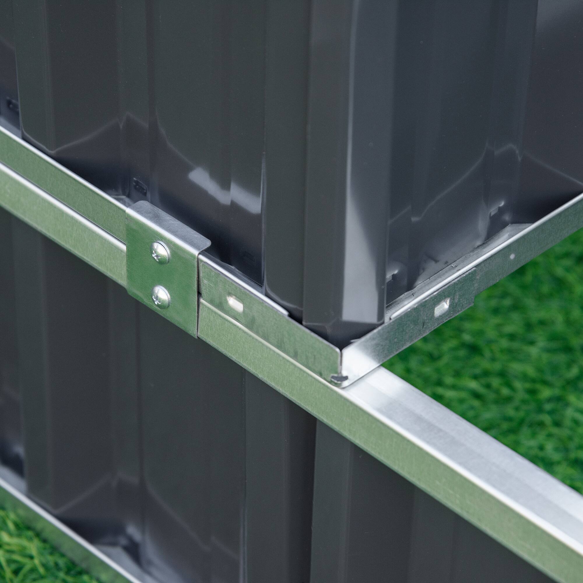 Alt View 7. Outsunny - 3 Tier Raised Garden Bed Outdoor Metal Patio Planter Box with Gloves,  4' x 4' x 2' for Backyard - Dark Grey.