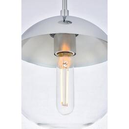 Living District - Eclipse 1 Light Chrome Pendant With Clear Glass - Chrome And Clear