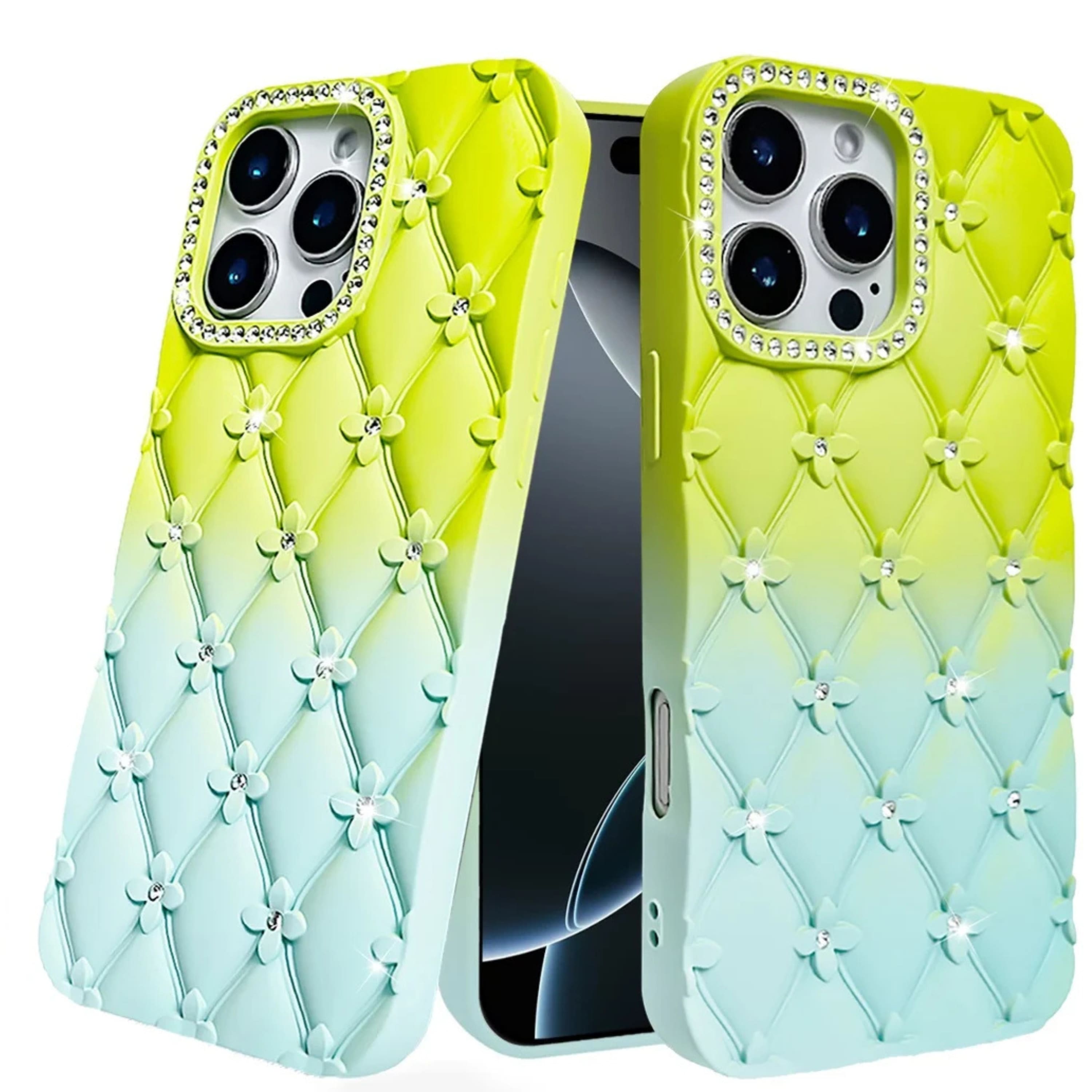 Kitcheniva - Bling Diamond Pattern Padded Case With Tempered Glass For iPhone 16 Pro Max - Light Green price history on PriceWatchPro
