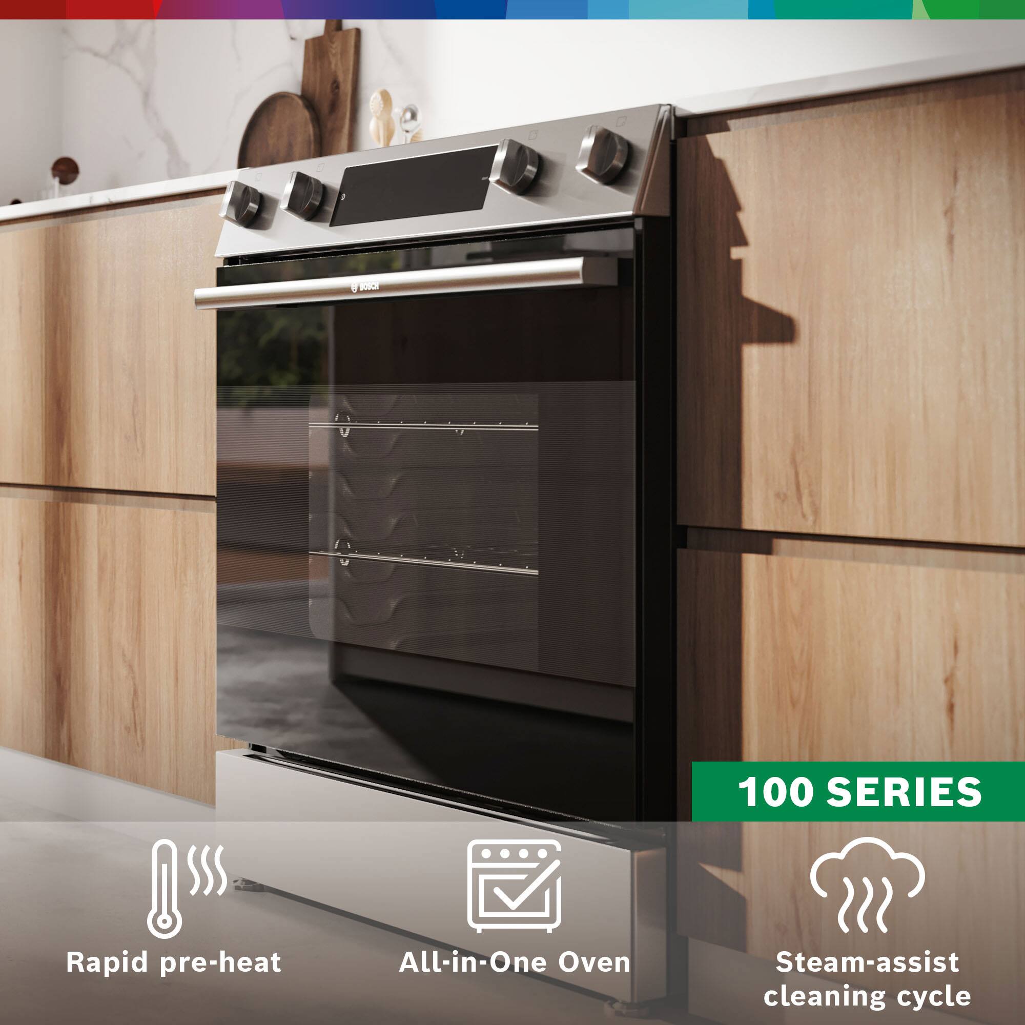 100 SERIES Rapid pre-heat All-in-One Oven Steam-assist cleaning cycle