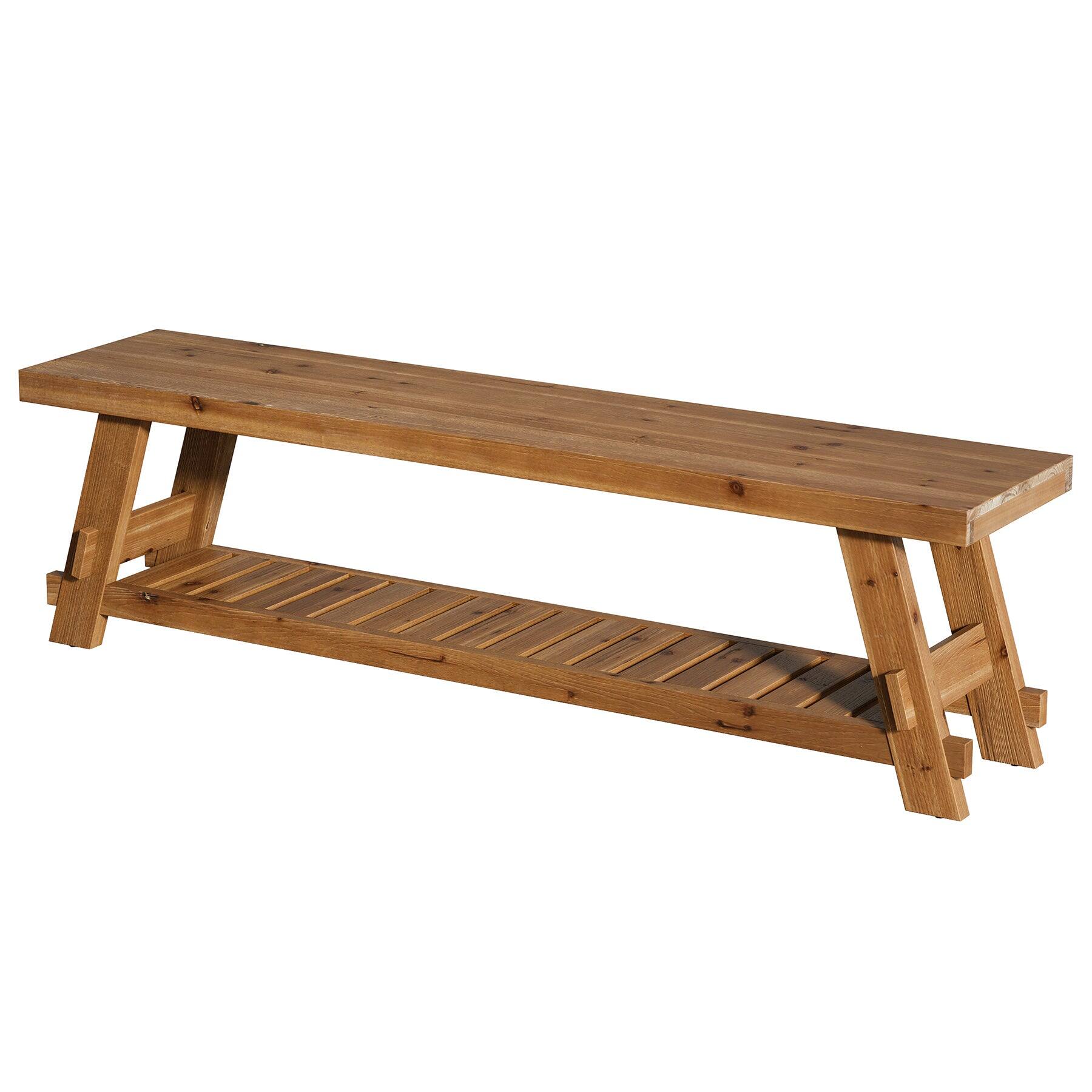Alt View 5. Tribesigns - Office Reception Bench with Solid Wood Construction, Storage Shelves, for Office Entryways and Waiting Areas - Brown.