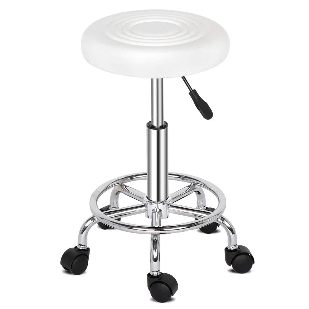 Winado - Height Adjustable Salon Rolling Swivel Stool Beauty Tattoo Massage Spa Office Chair with 360° Swivel Wheels for Barber - White
