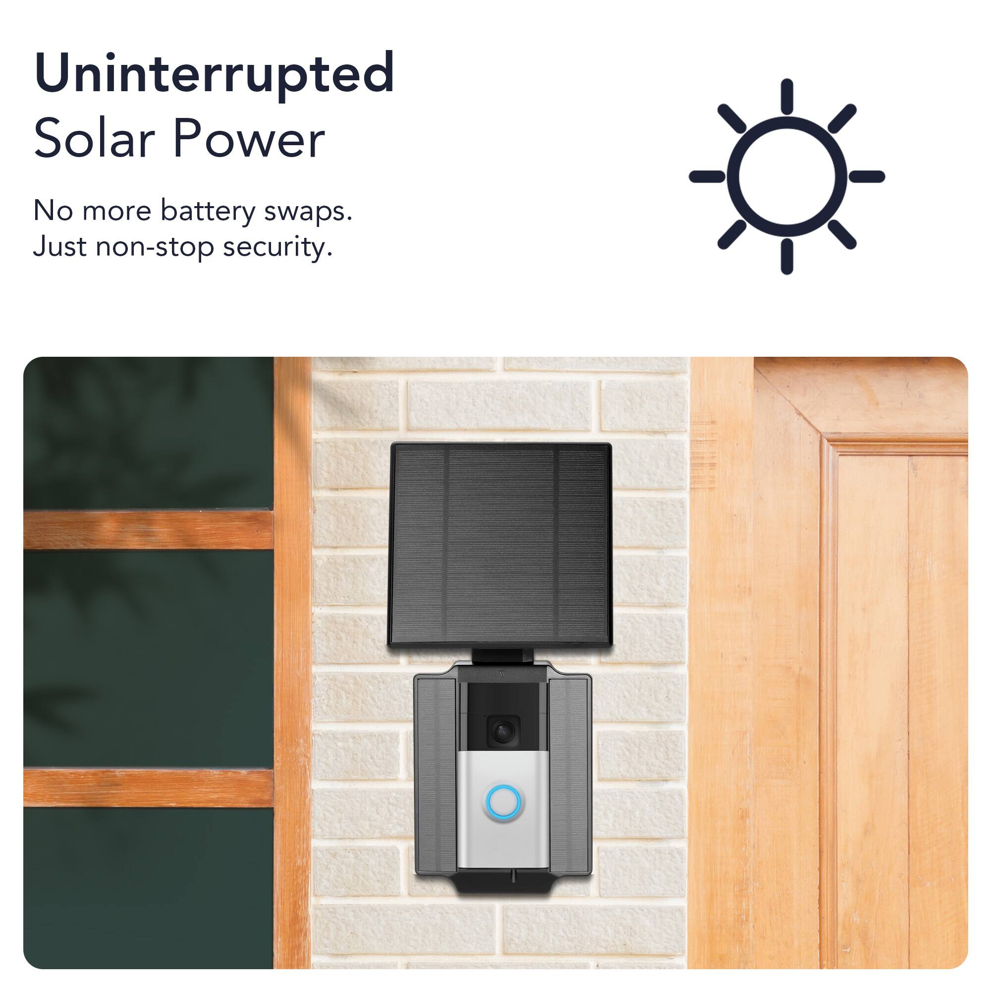 Uninterrupted Solar Power  
No more battery swaps.  
Just non-stop security.
