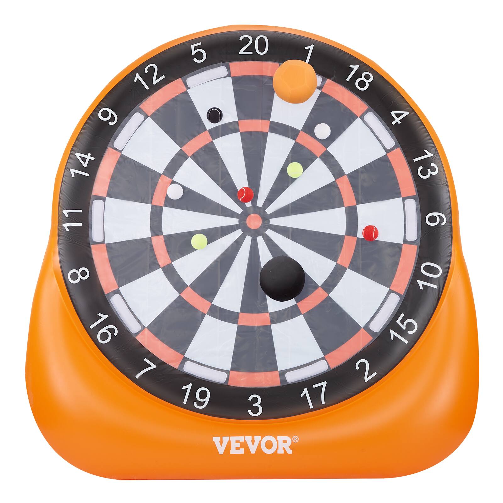 Alt View 5. VEVOR - Inflatable Soccer Dart Board, over 6 ft High Giant Soccer Dart Board with 4 Kick Balls, 12 Tennis and Air Pump - Orange.