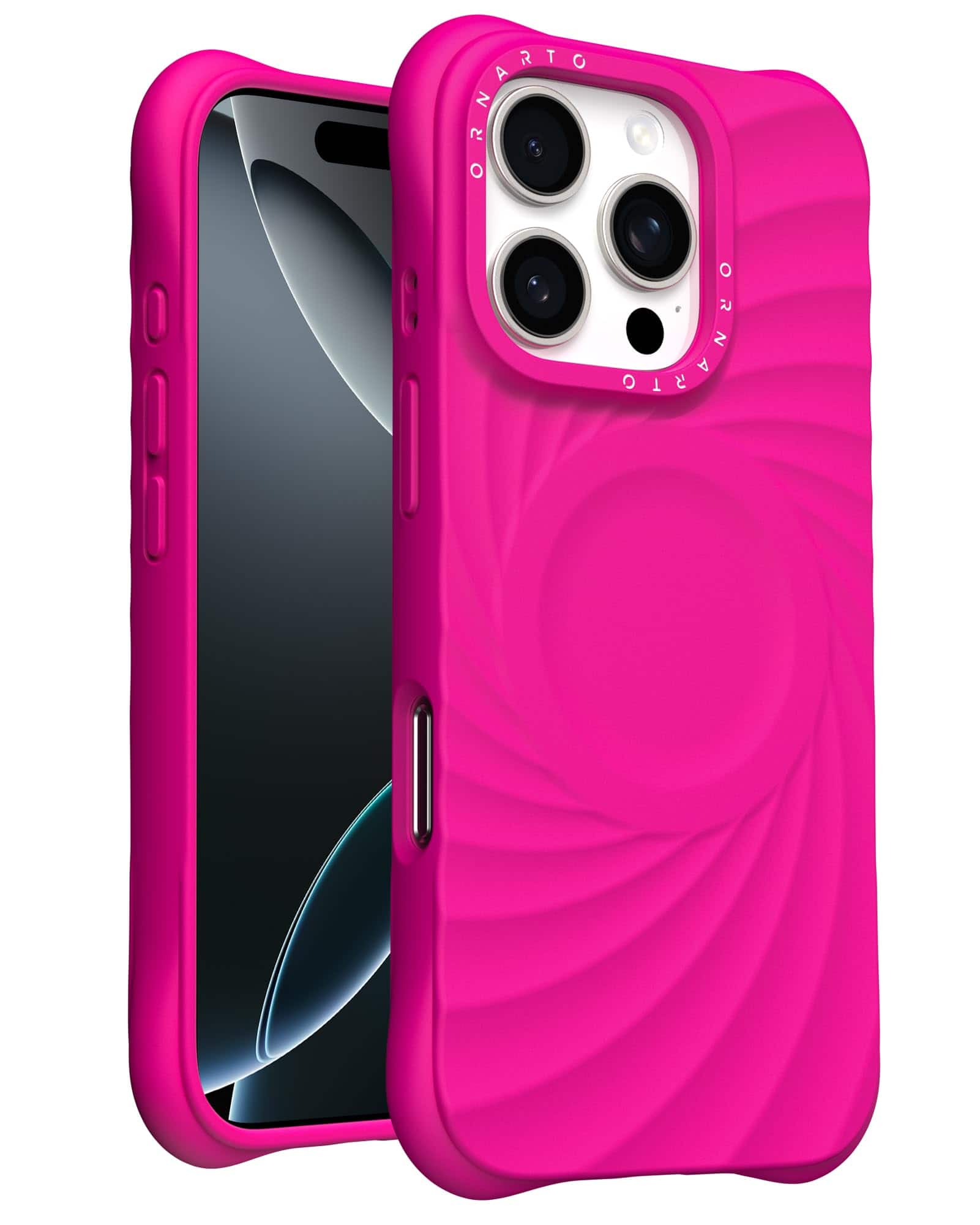 Front. Ornarto - ORNARTO Vortuxe for Liquid Silicone iPhone 16 Pro Case 6.3", Drop Protection, Compatible with MagSafe - Hot Pink - Hot Pink.