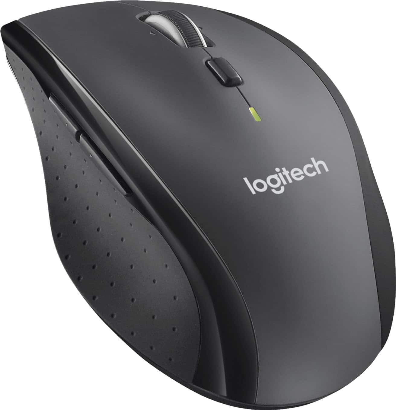 Front. Logitech - M705 Marathon Wireless Optical Mouse with 5 Programmable Buttons - Black.