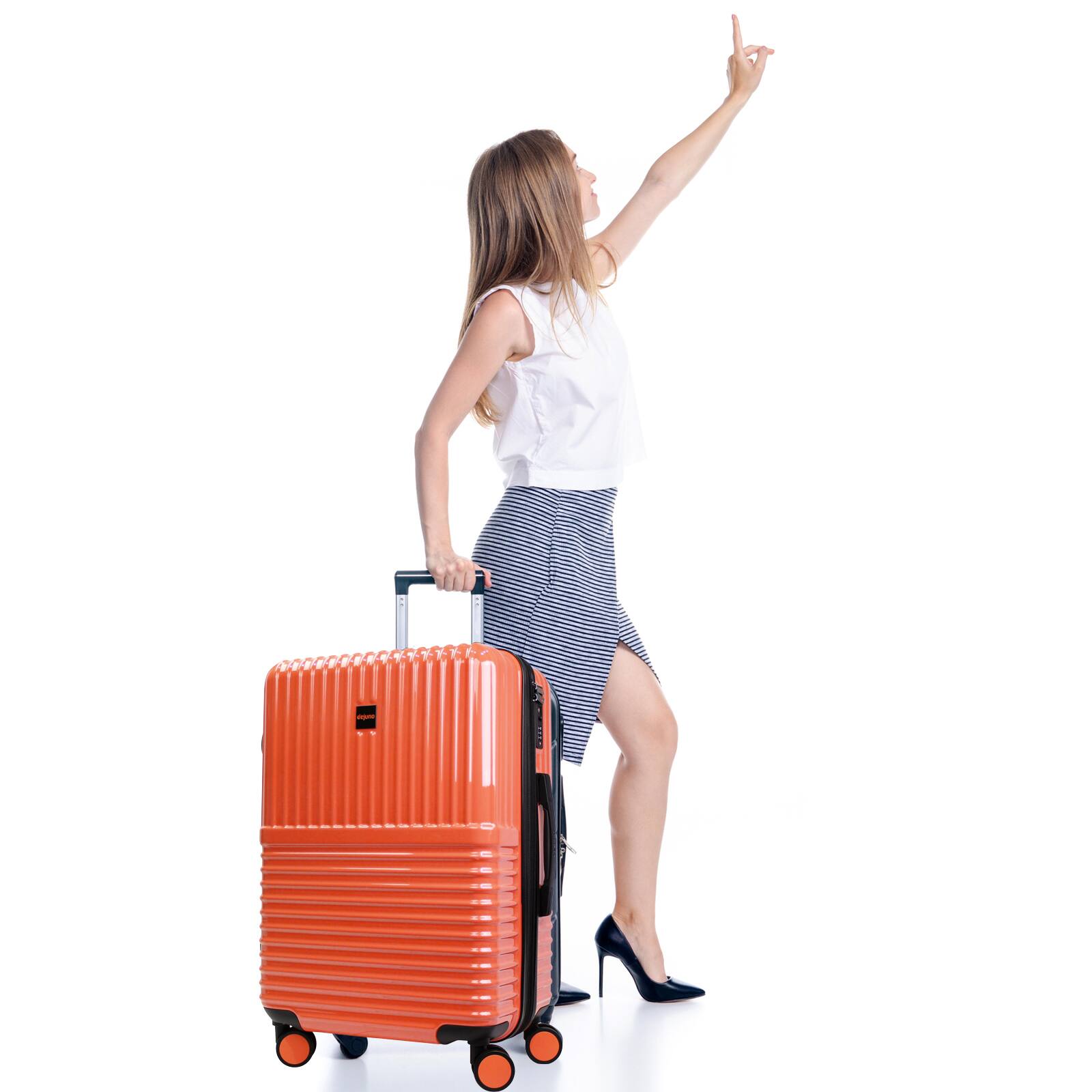 Angle. World Traveler - World Traveler Dejuno Tonal 24-Inch Polycarbonate Spinner Luggage - Coral - Coral.