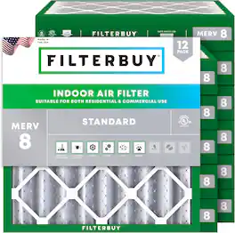 Filterbuy - 23.5x23.5x4 MERV 8 Dust & Allergy Defense, Electrostatic Pleated HVAC AC Furnace Air Filters Replacement (12-Pack) - Silver