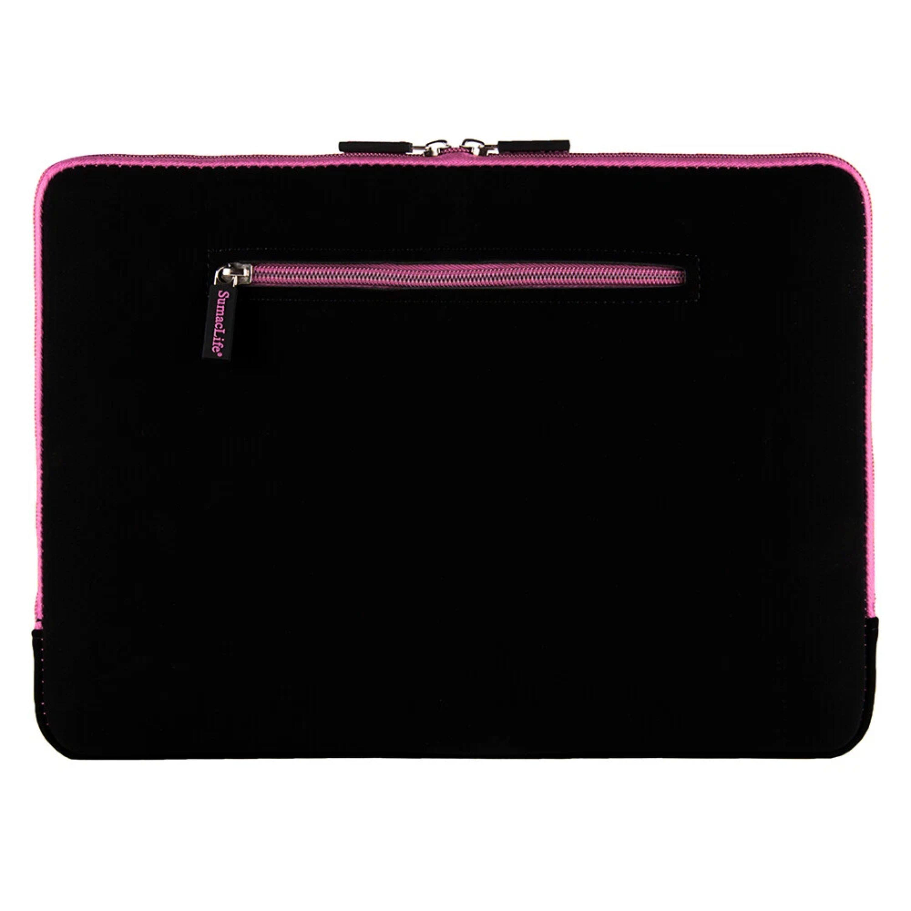 Left. Kitcheniva - Padded Laptop Microsuede Sleeve Case Zip Bag For 13" Laptop Black/Pink - Black/Pink.