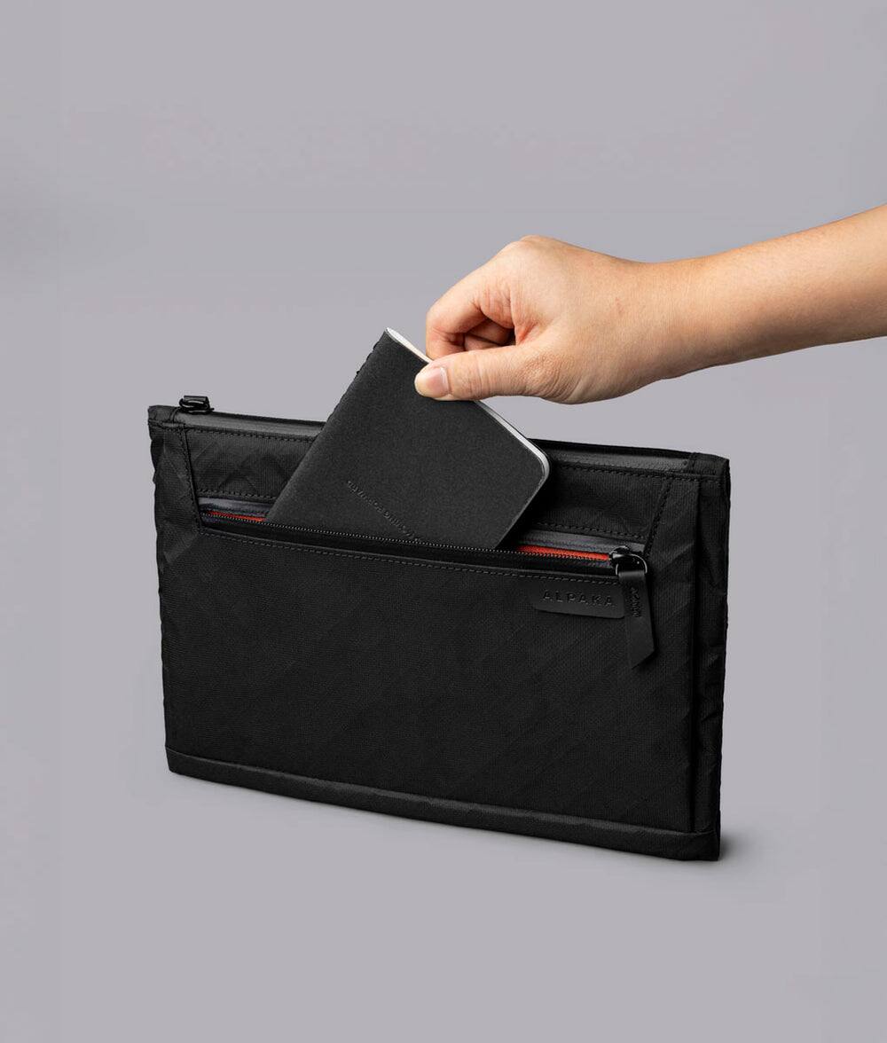 Alt View 1. ALPAKA - Zip Pouch Max V2 Wallet Pouch, 2L Slim EDC Organizer Sling, Fits iPad Mini, YKK AquaGuard - Black Ultradyne 100D.