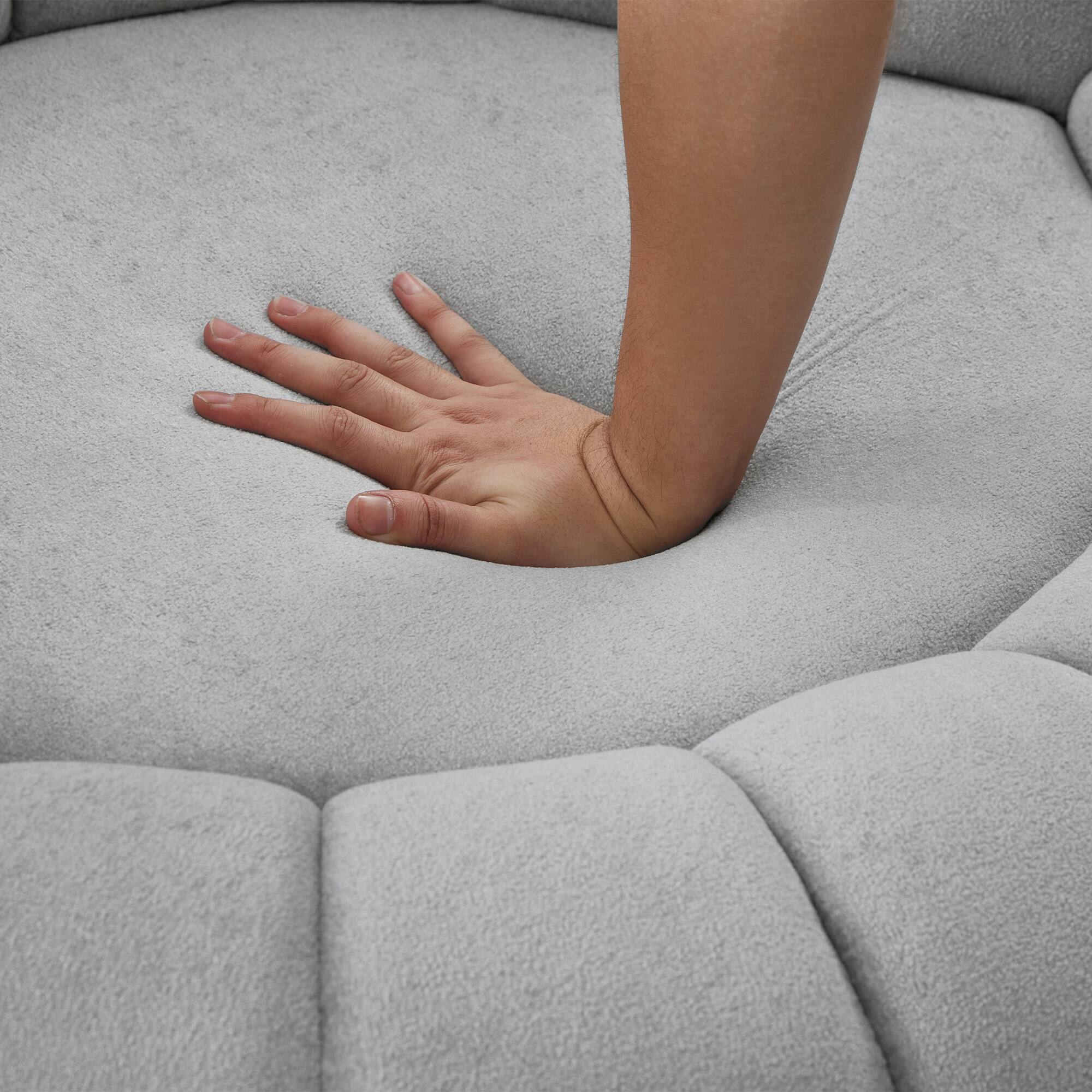 Alt View 2. Whisen - 45.9" Oversized Round Swivel Sofa Accent Chair with Tufted Back and Chenille Upholstery - Gray.
