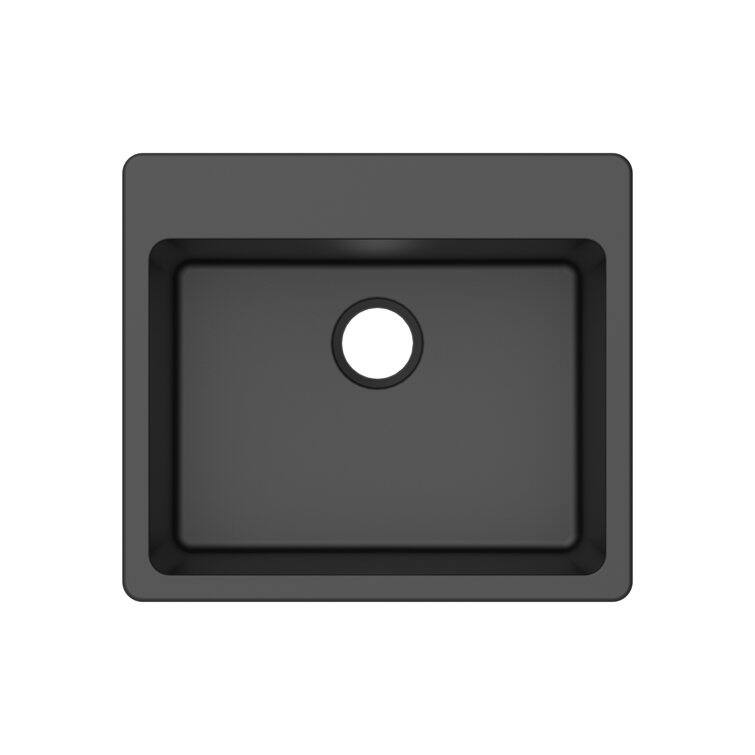 Alt View 1. Winpro - Winpro Dual Mount Granite Composite 25 in. L x 22 in. L x 9-1/2 in. 0-5 Faucet Hole Single Bowl Kitchen Sink in Black - Black.