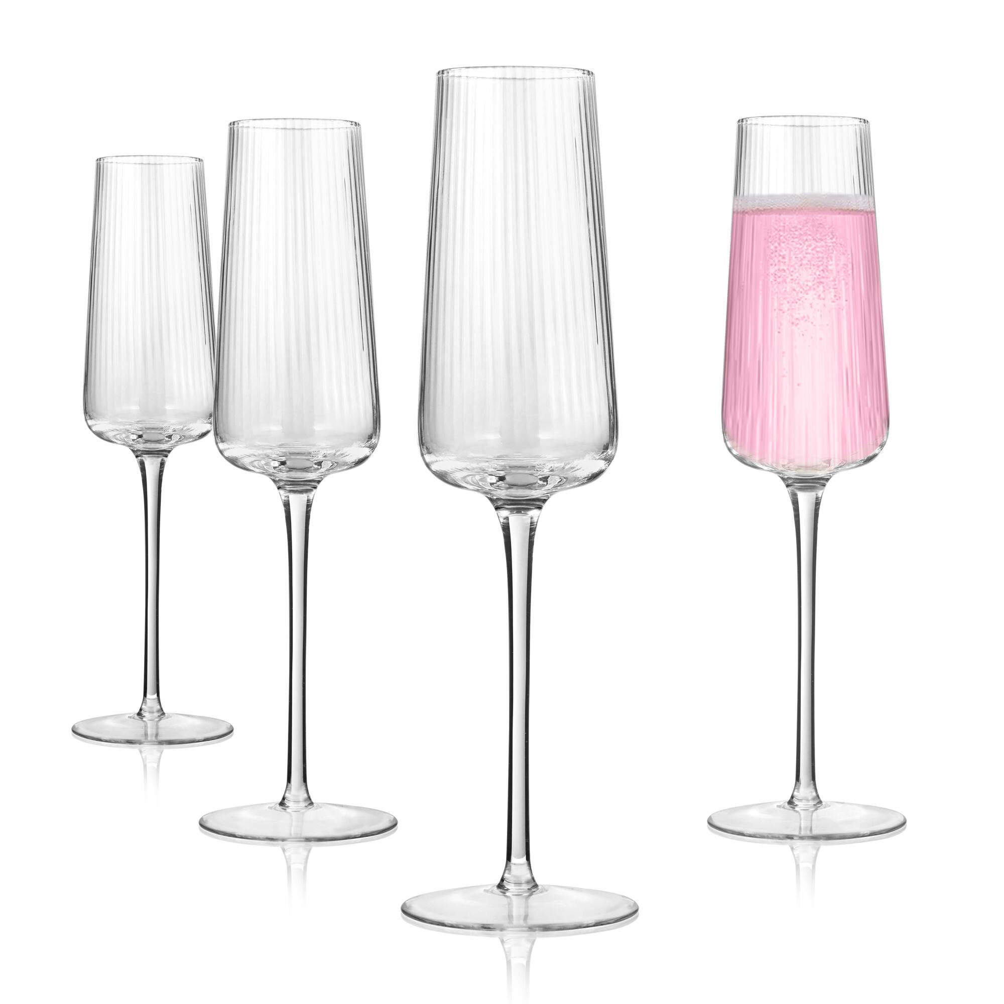 Front. Artland - Artland Soho Optic Champagne Flute Set of 4, Clear Crystal, 8.5 oz - Clear.