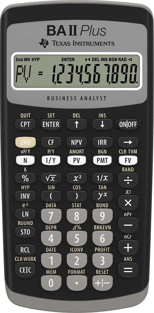 Front. Texas Instruments - BA-II Plus Adv. Financial Calculator - Black.
