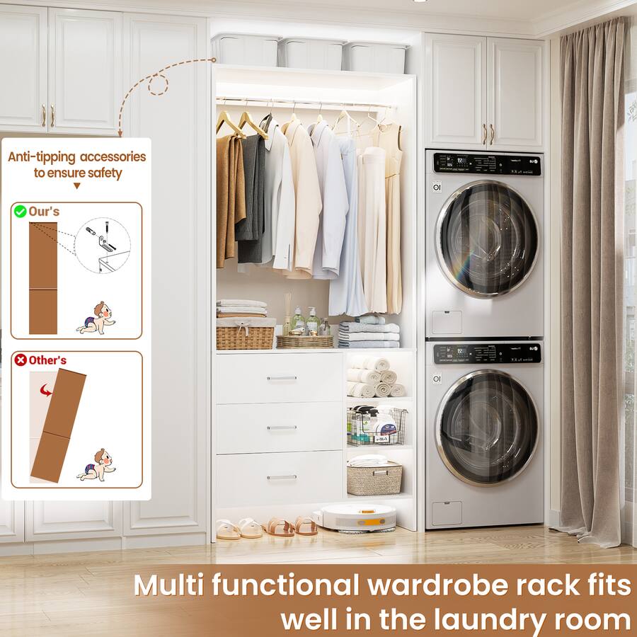Aheaplus 5FT Closet System with 6 Drawers, 59'' Walk in Closet ...