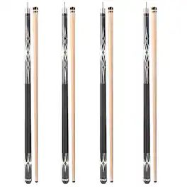 GSE Games & Sports Expert - Set of 4 Grey Canadian Maple Hardwood Billiard Pool Cue Stick for Men/Women - 18/19/20/21oz Each - Gray