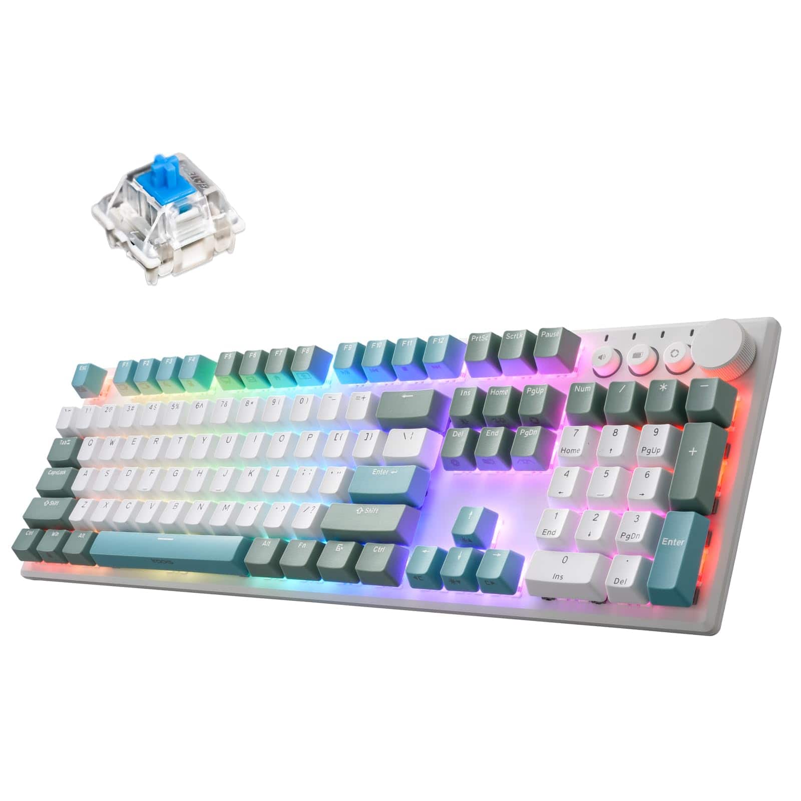 PO3TICJUNKI3 - Irocks K74r Wireless Rgb Illuminated Mechanical Gaming Hot-swappable Switches Easy-clean Floating Design Pb - Island Blue