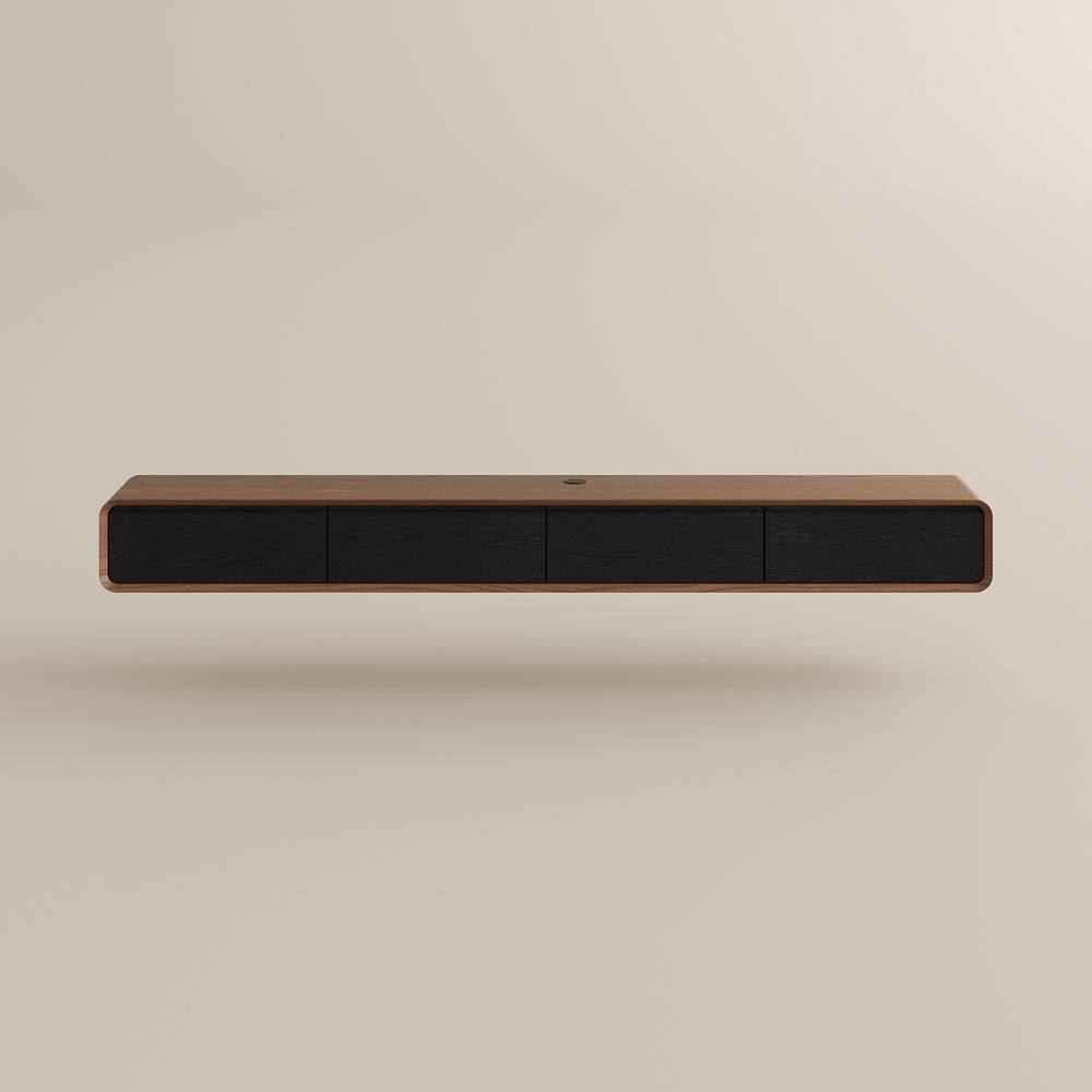 Alt View 9. POVISON - 95" Minimalist Floating TV Stand,Black & Brown - Black & Brown.