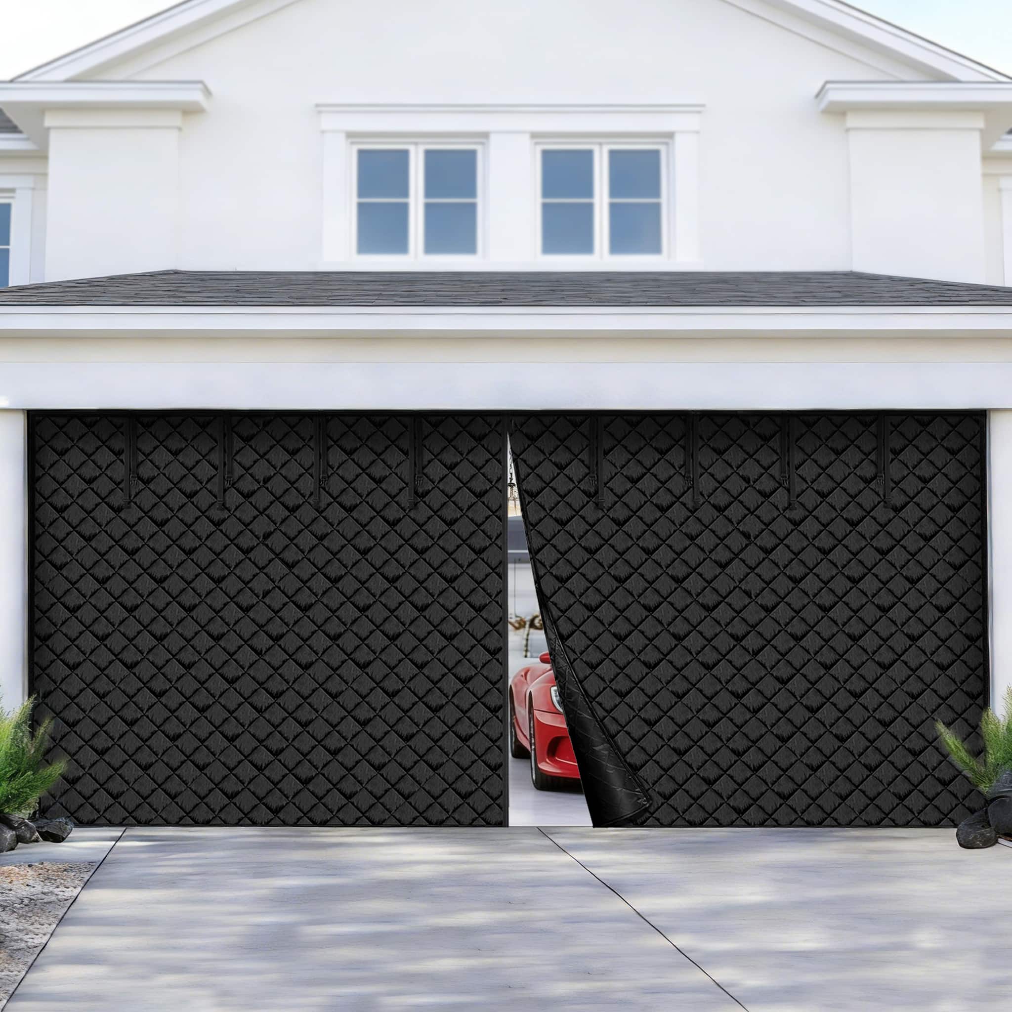 VEVOR - Garage Door Screen for Winter, 18x7FT, Garage Door Insulation Kit, Magnetic Thermal Insulated Door Curtain - Black