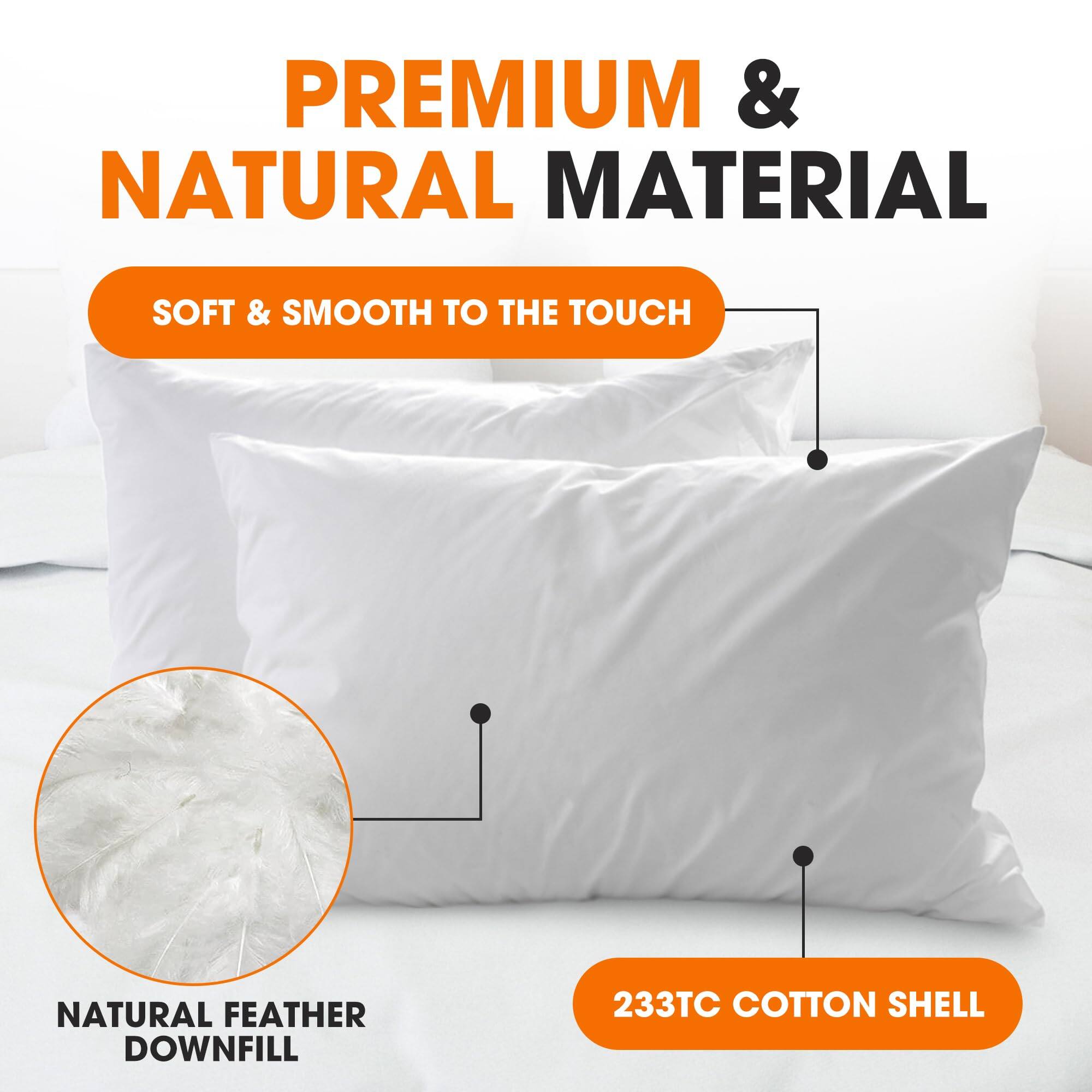 PREMIUM & NATURAL MATERIAL  
SOFT & SMOOTH TO THE TOUCH  
NATURAL FEATHER DOWNFILL  
233TC COTTON SHELL