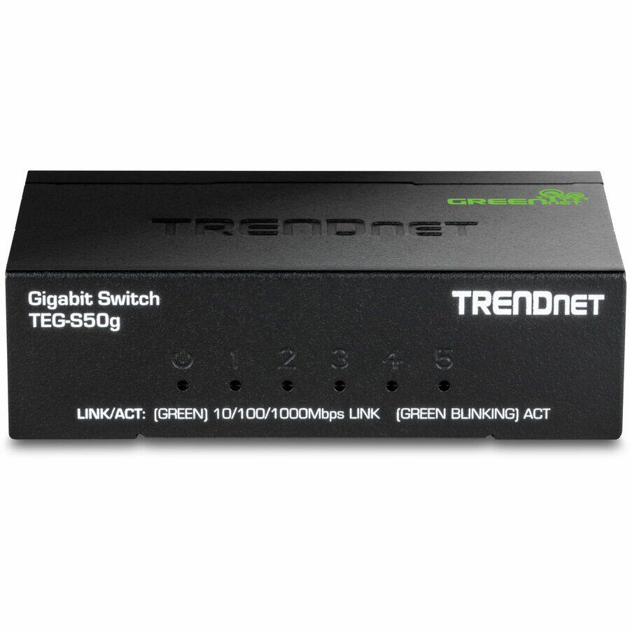TRENDNET  
GREEN  
Gigabit Switch  
TEG-S50g  

LINK/ACT: [GREEN] 10/100/1000Mbps LINK [GREEN BLINKING] ACT