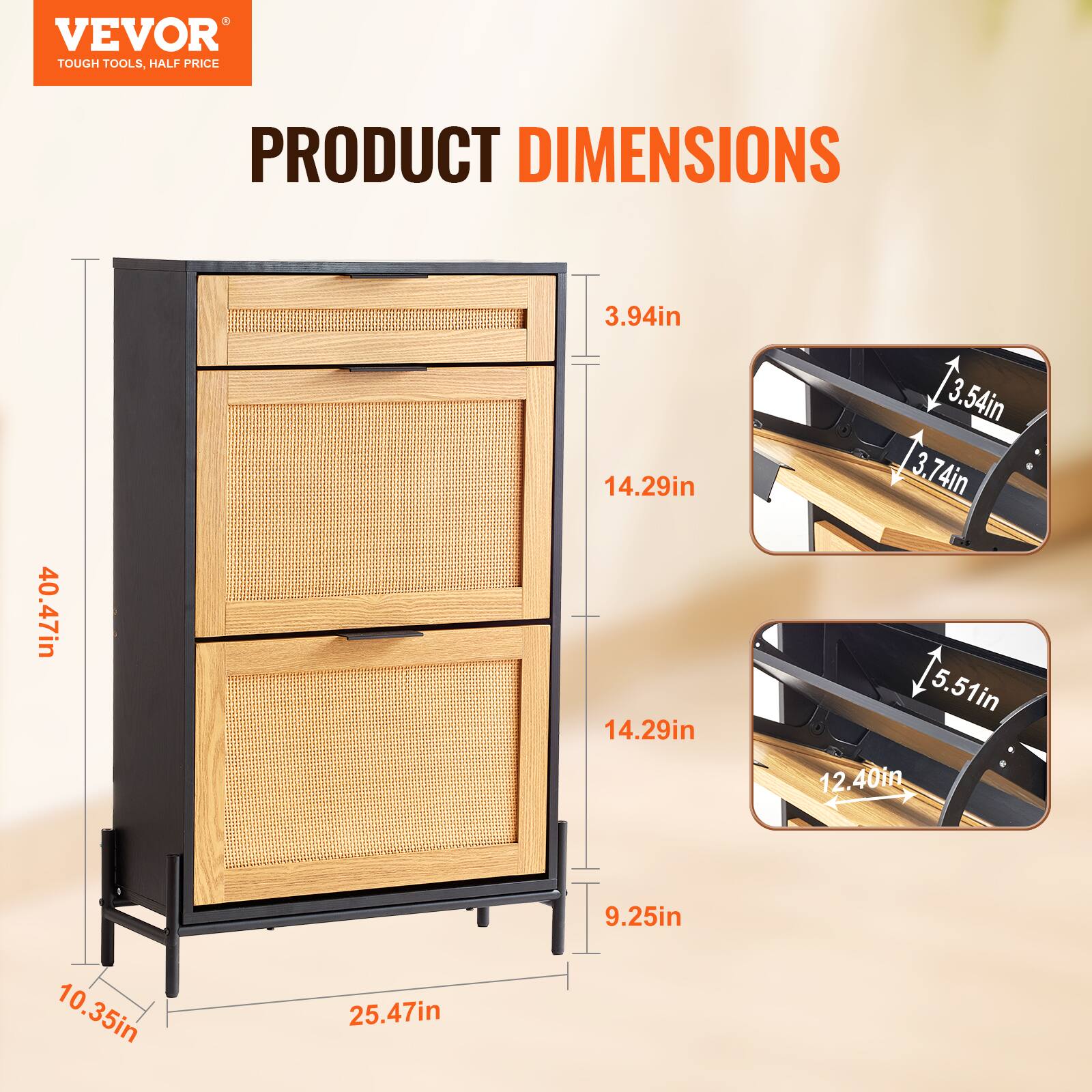 VEVOR TOUGH TOOLS, HALF PRICE

PRODUCT DIMENSIONS

- Height: 40.47in
- Width: 14.29in
- Depth: 10.35in
- Shelf Height: 14.29in
- Shelf Depth: 9.25in
- Drawer Height: 3.94in
- Drawer Depth: 14.29in
- Drawer Width: 25.47in
- Backrest Height: 3.54in
- Backrest Width: 12.40in
- Backrest Depth: 3.74in
- Backrest Width: 5.51in