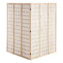 VEVOR - Room Divider, 6 Panel Japanese Room Divider, Wood Folding Privacy Screen Indoor, Japanese Partition Dividers Portable - Wooden
