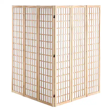 Front. VEVOR - Room Divider, 6 Panel Japanese Room Divider, Wood Folding Privacy Screen Indoor, Japanese Partition Dividers Portable - Wooden.