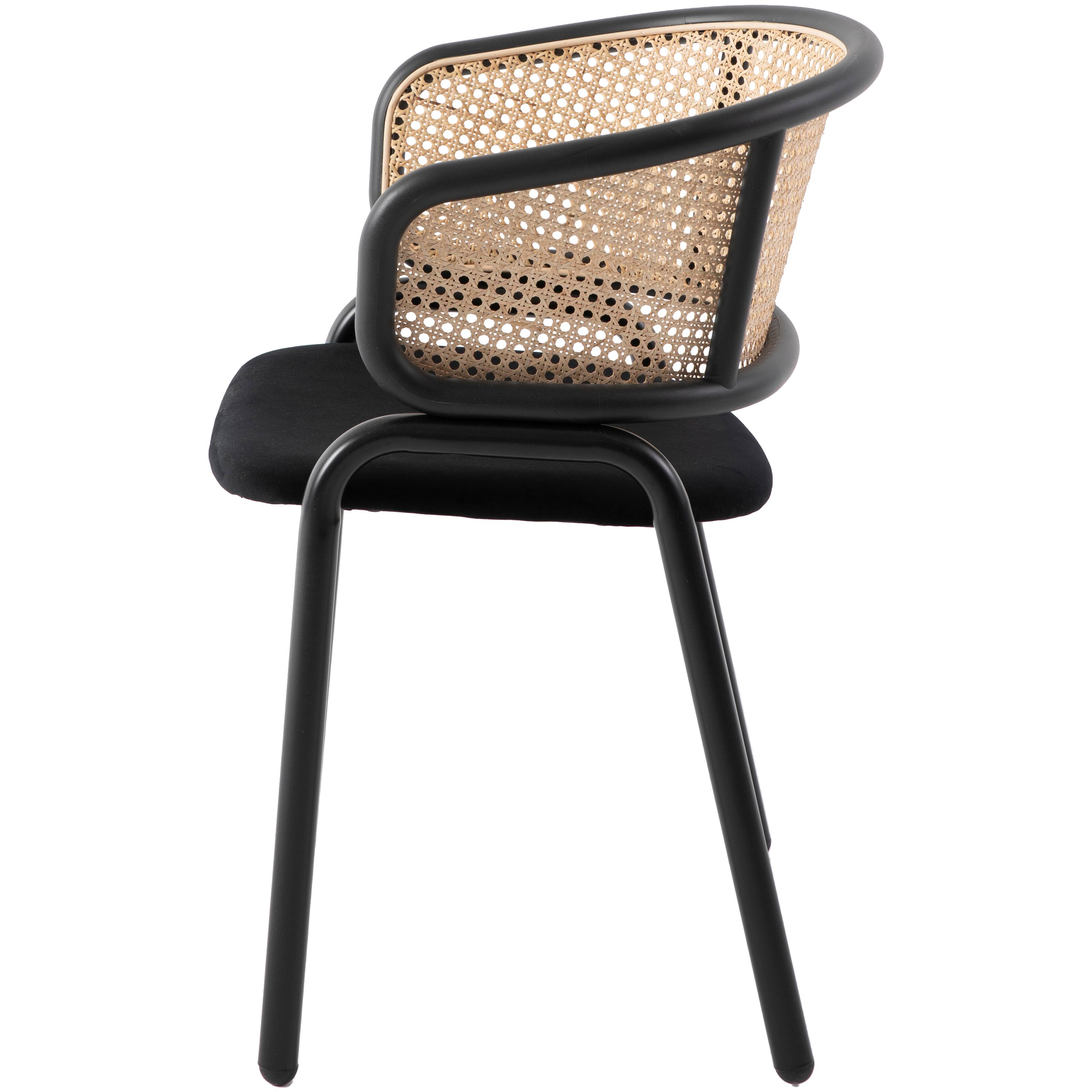 Back. LeisureMod - Ervilla 4-PCS Modern Upholstered Kitchen Dining Chair - Comfortable Velvet Cushion & Powder-Coated Metal Frame - Black.