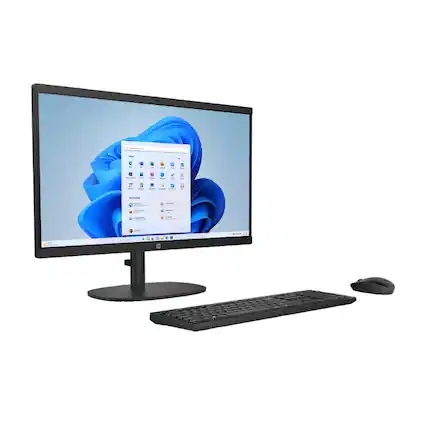 Front. HP - HP 22-dg0033w 21.45" FHD All-in-One Desktop, Intel Pentium N200, Intel UHD Graphics, 8GB RAM, 128GB SSD, Windows 11 Home.